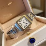 Cartier 316L Steel Crystal Glass 24MM Square Case Silver/Rose gold/Gold Bracelet Women's Watch